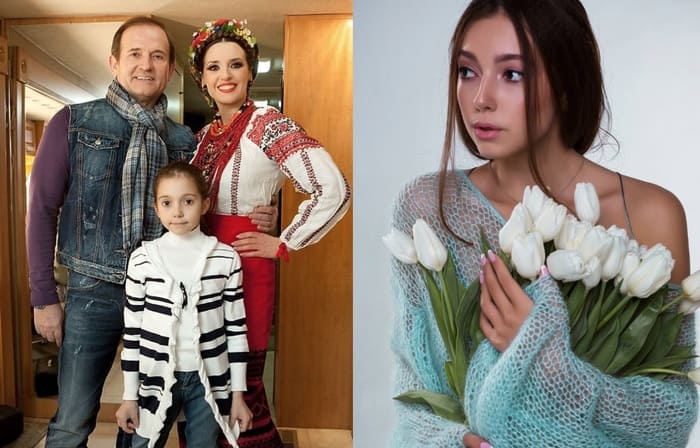 Виктор Медведчук и Оксана Марченко с крестной дочерью президента РФ